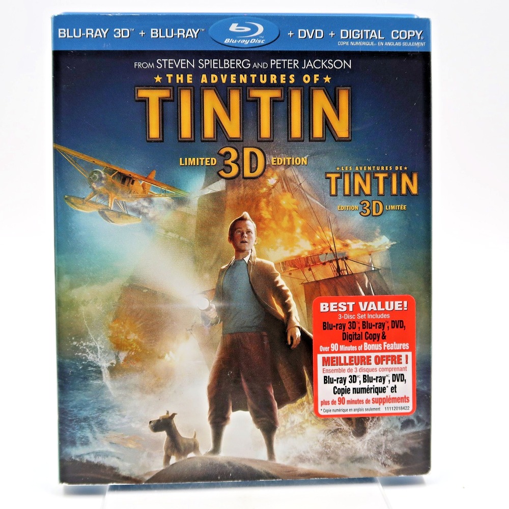 The Adventures of Tintin Limited Edition 3D Blu-ray DVD Jamie Bell Daniel Craig